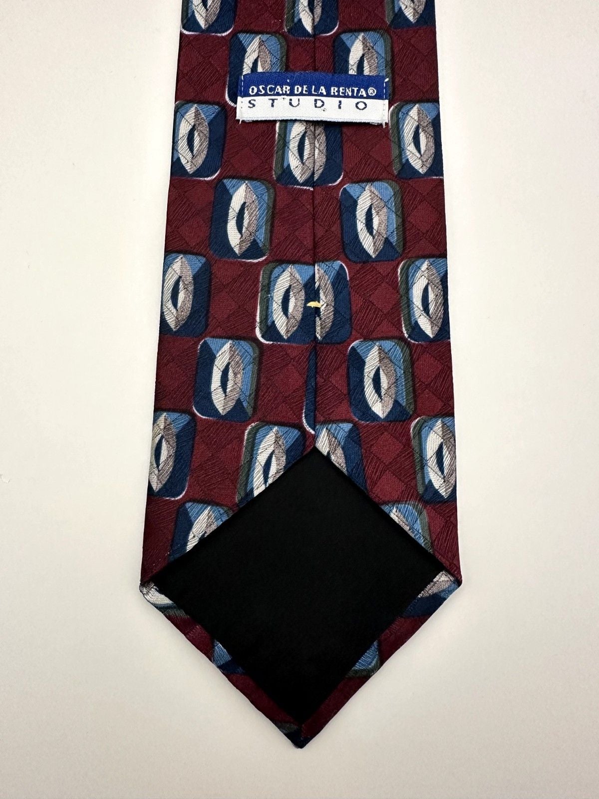 Oscar de la Renta Studio Vintage Tie – Burgundy Geometric Retro Pattern 2