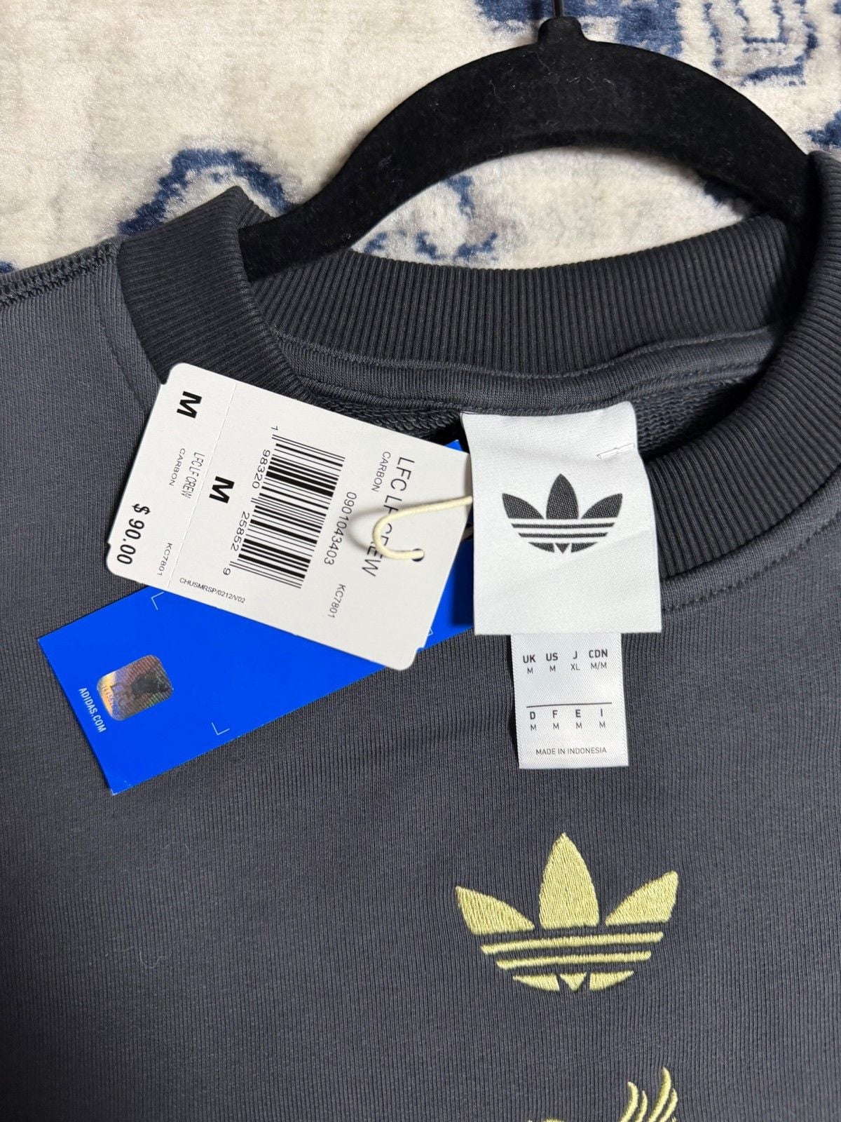 Adidas LFC Crewneck Sweatshirt size Medium Black Cotton Polyester 5