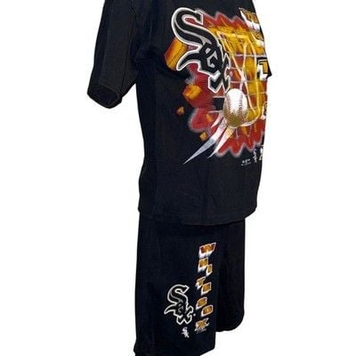 Bull Frog Chicago White Sox Set Mens XS/S Vintage 1995 MLB T-Shirt Shorts Black 3