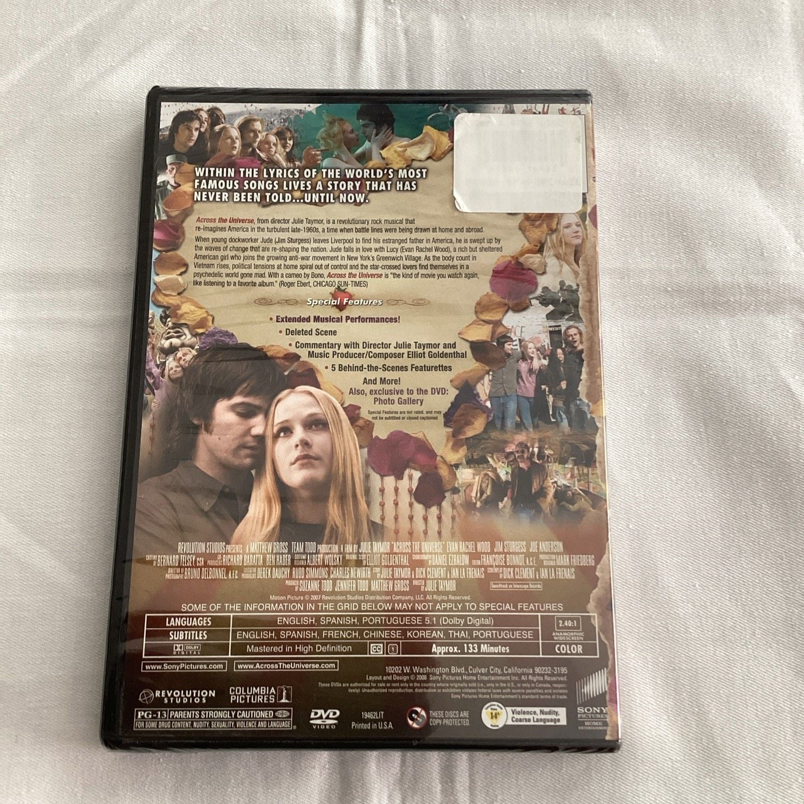Across the Universe DVD, 2008, 2-Disc Deluxe Edition Set The Beatles NEW SEALED 2