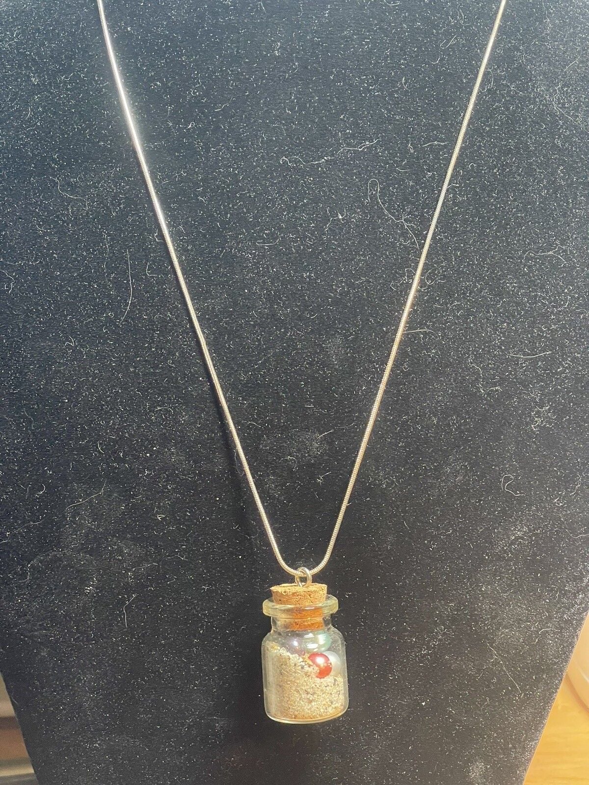 Sterling Silver 925 22” Necklace With Charm Of Beach sand And Pearls 2
