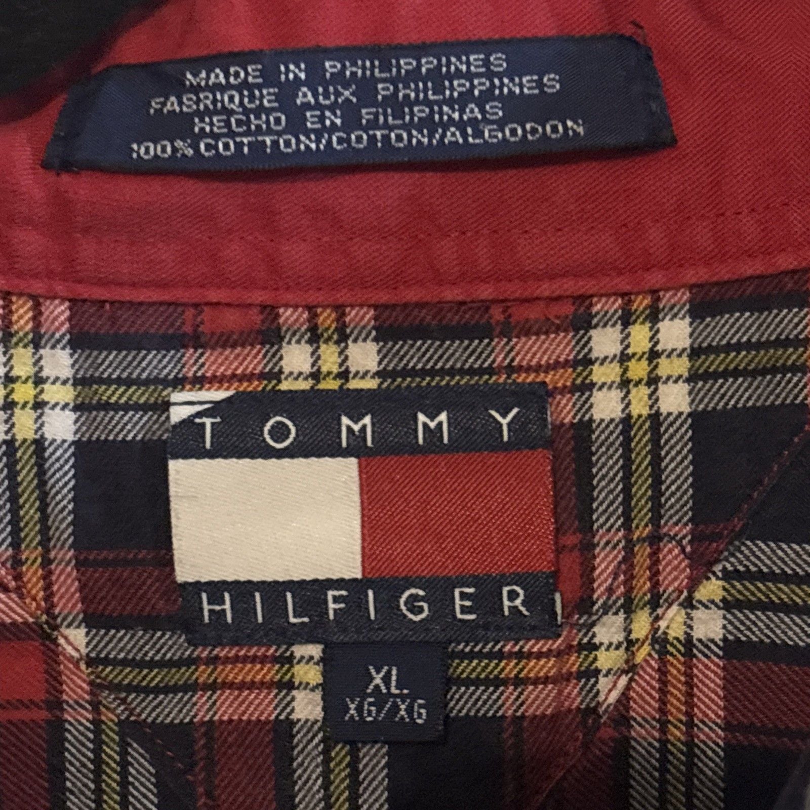 Tommy Hilfiger Shirt Mens XL Red Plaid Classic Fit Button Down Long SLEEVES 3