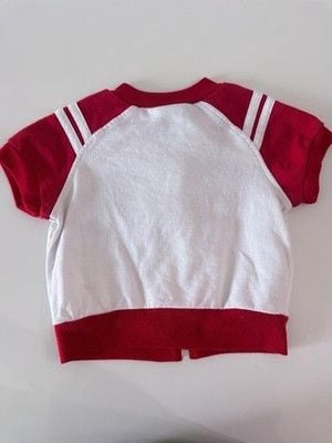 Rare Vintage Disney Red White Varsity Short Sleeve Zip Up 2/3 4