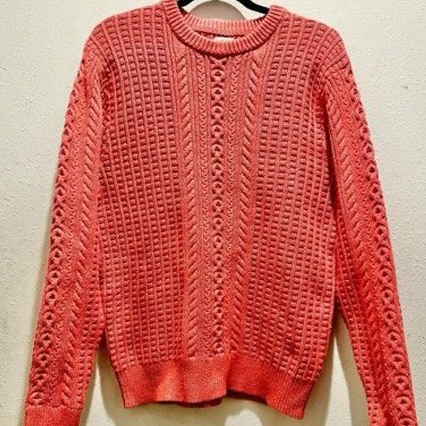 NWT J Crew SZ XL 100% Cotton Cableknit Sweater In Coral GrannyCore Color Of 2024
