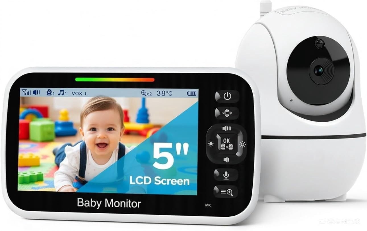 GoodBaby 5" Baby Monitor with Camera and Audio, No WiFi Secure Camera, 30-Hour 1