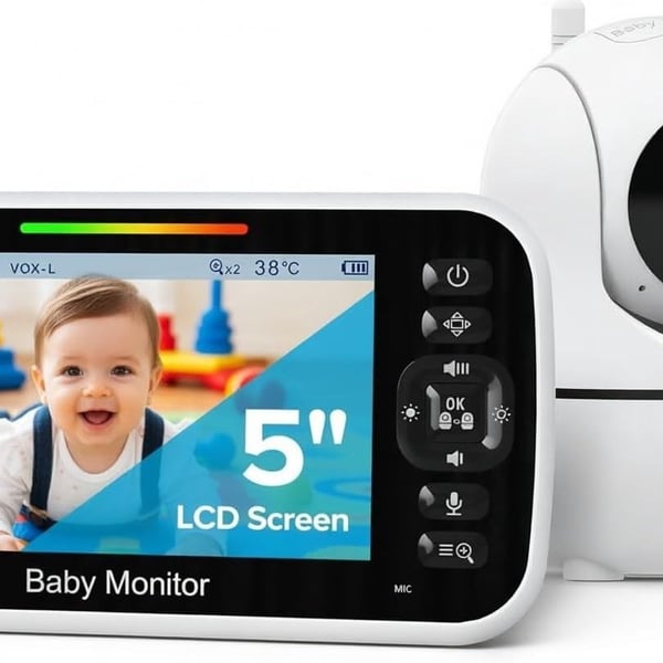 GoodBaby 5" Baby Monitor with Camera and Audio, No WiFi Secure Camera, 30-Hour