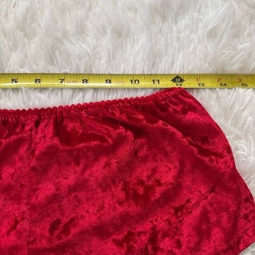 Womens Red Velvet Spaghetti Straps Camisole Shorts Lingerie Pajama Set Small 6