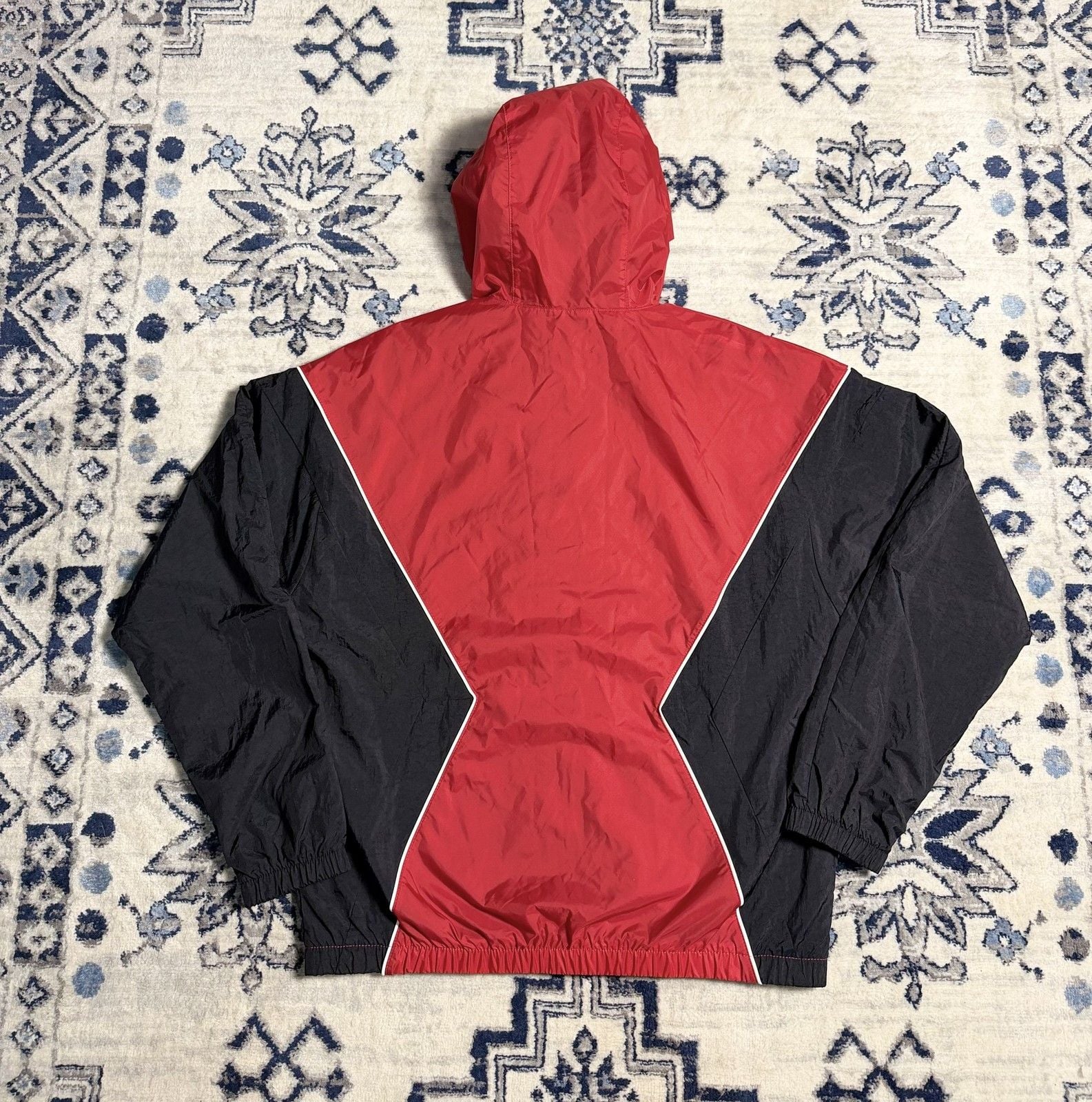 Jordan Men’s Medium Red Black Hooded Jacket Jumpman 2-Way Full Zip NWT 5