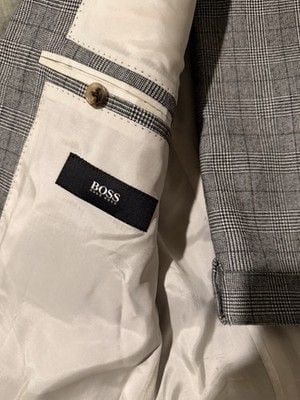 Vintage Hugo Boss Custom 2 Piece Suit Grey Prince of Wales Check 44R 2