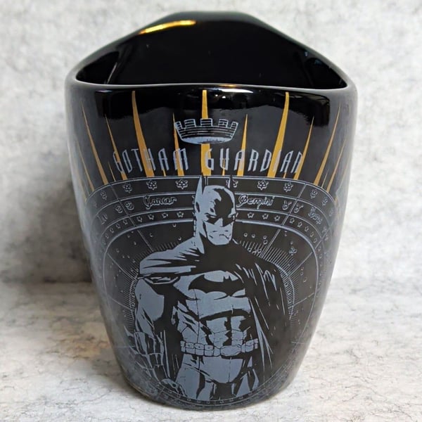 Six Flags Batman Gotham Guardian Mug 2015 DC Comics Ceramic Coffee Cup 3D Oval