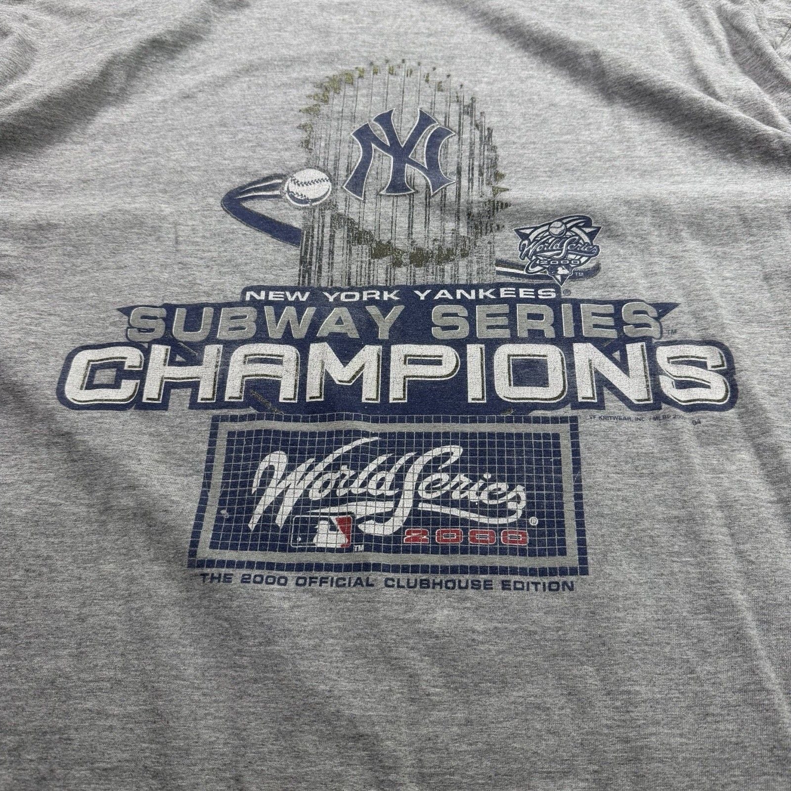 Vintage 2000 Yankees Subway Series Champions Lee Sport Tee XXL 26x31 MLB 6