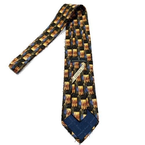 Ermenegildo Zegna Vintage Mens Tie 100% SILK 90's YELLOW Flower 2
