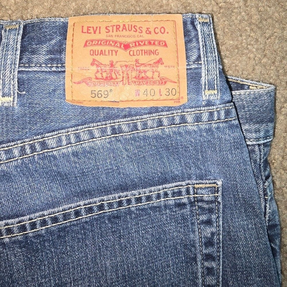 Vintage Levis 569 Denim Jeans Mens 40x30 Loose Straight Made in USA Y2K 2003 15