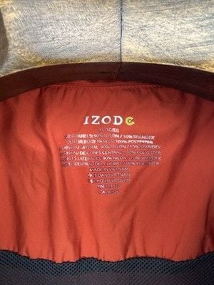 Izod Mens Windbreaker Size XL Full Zip Orange Jacket Rain Coat 4