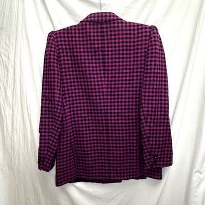 Vntg Valentino Miss V Wool Houndstooth Blazer IT 40 (US M) Magenta/Black Italy 4