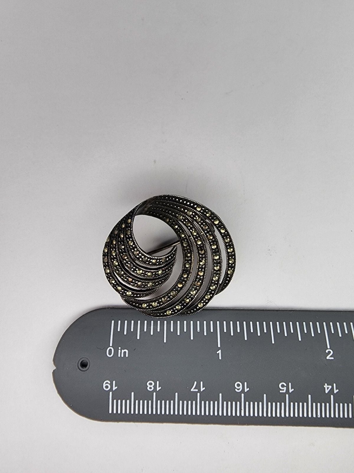 vintage sterling silver marcasite brooch pin 4