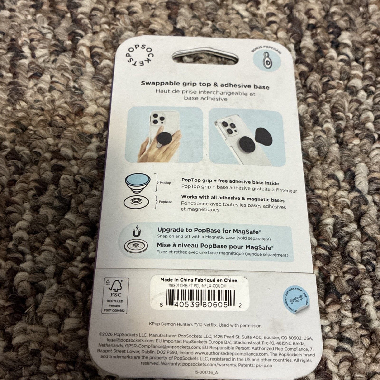 PopSockets Pop-Up Phone Holder Swappable Top Adhesive Base k-pop demon slayer 3