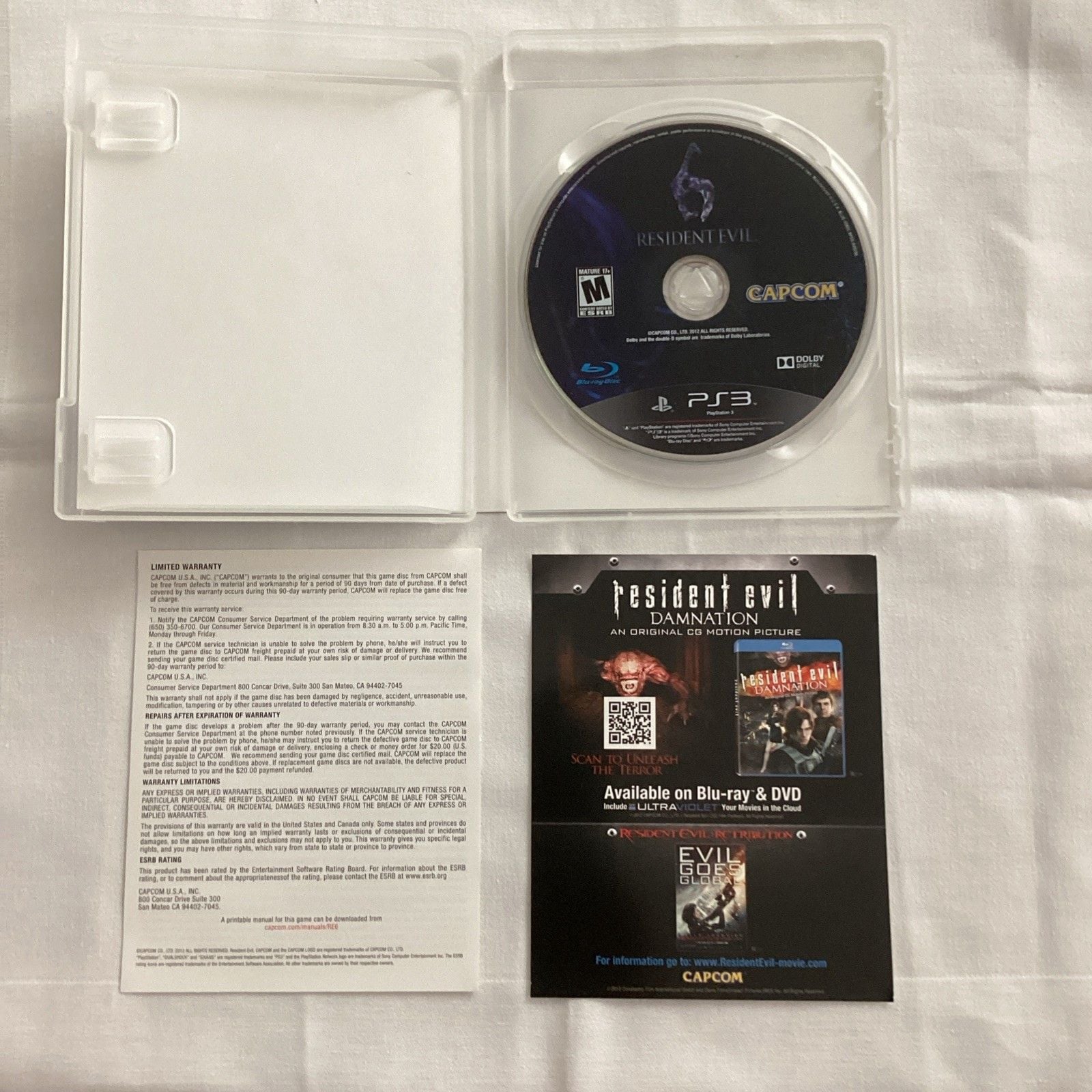 Resident Evil 6 (Sony PlayStation 3, 2012) TESTED/WORKING CIB 3
