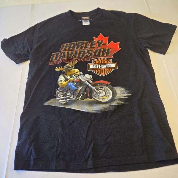 VTG 2015 Harley-Davidson Banff Canada Moose On The Loose Graphic T-Shirt Size L