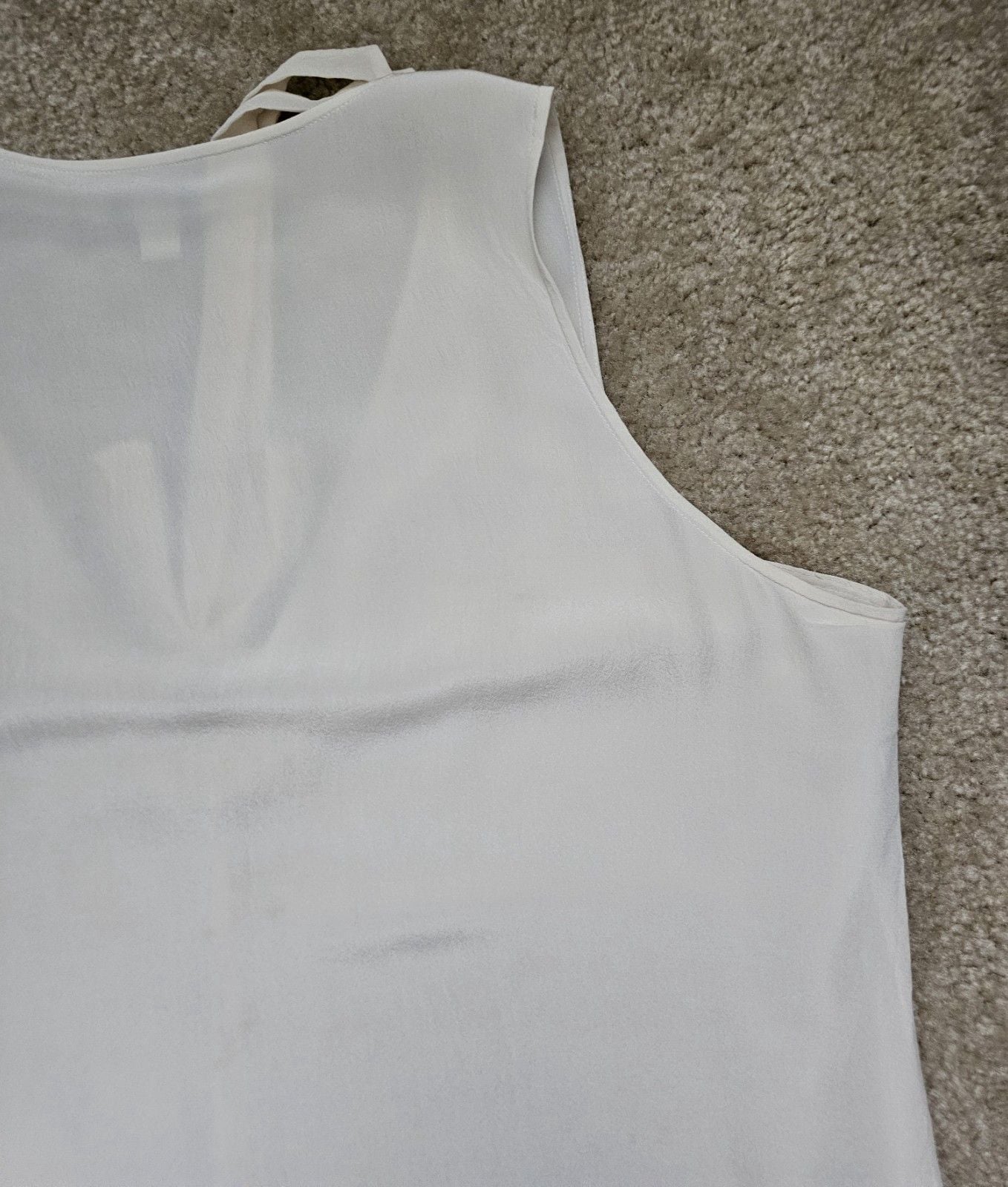 Banana Republic Women XL Ivory Ruffle Sleeveless Tie Front Blouse High Low 9