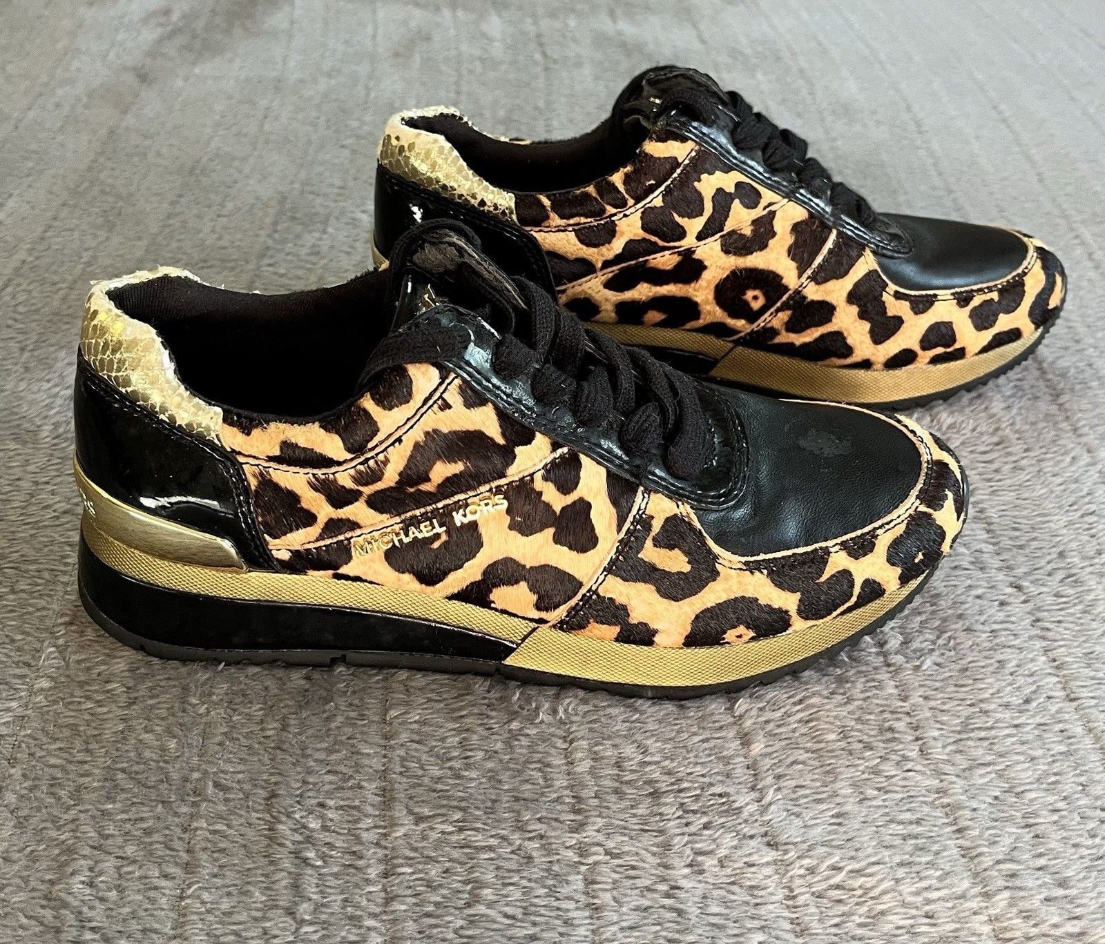 Women’s Michael Kors Trainer Sneakers Leopard Print Calf Hair Size 5.5 8