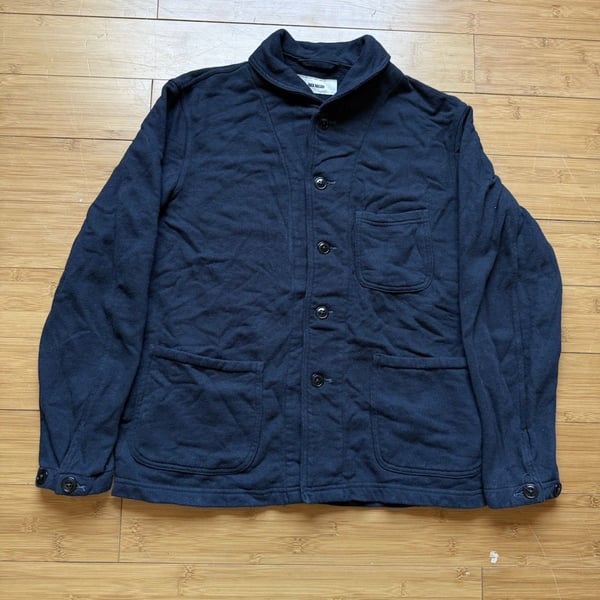 Buck Mason Cotton Cardigan Jacket SMALL Men’s Navy Blue Button-up Cowled