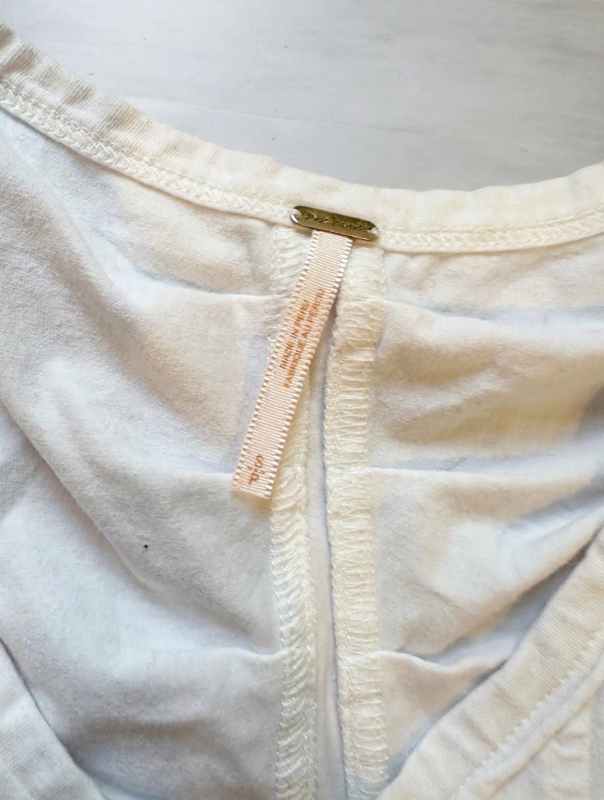 Free People Women's White Ruched V-Neck Short Sleeve Top SP 3