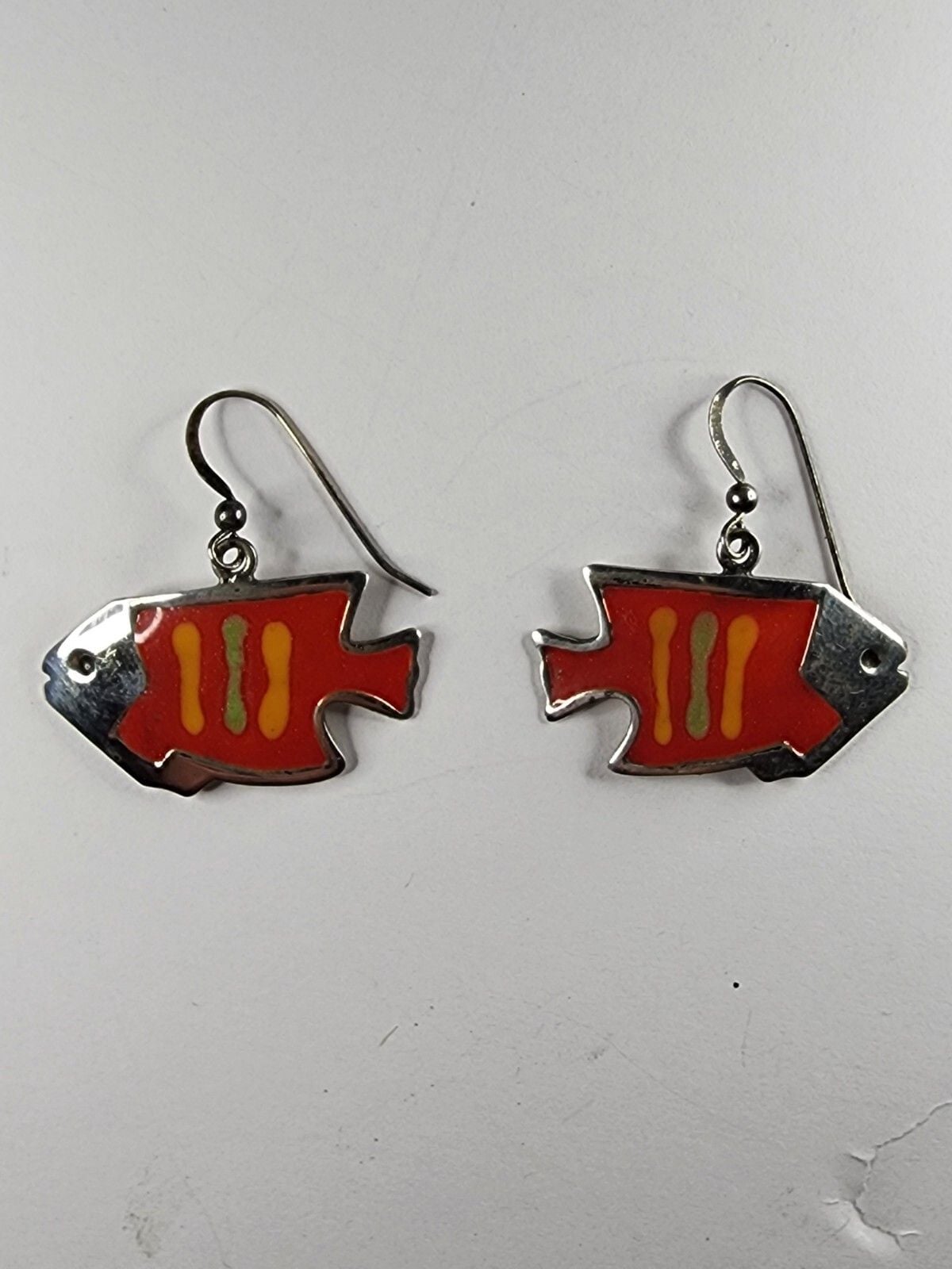 Sterling Silver Enamel Fish Earrings 2