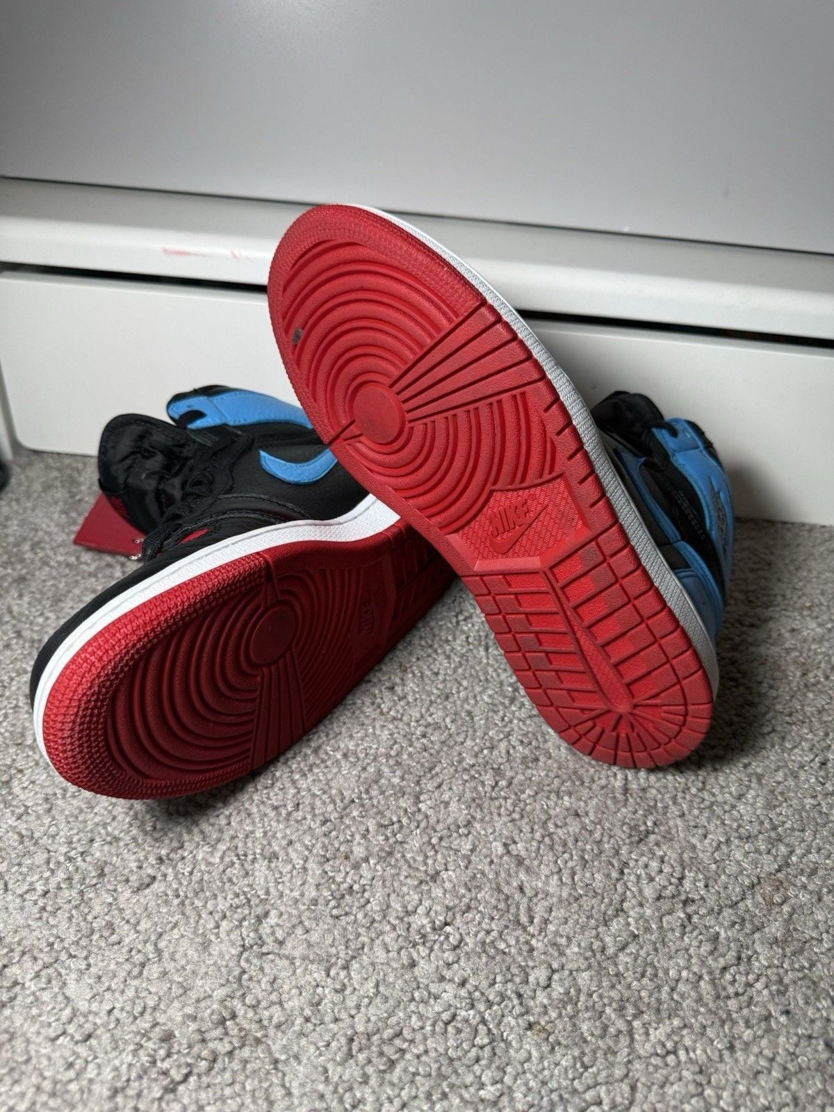 Nike Air Jordan 1 High Top Leather Colorblock Unisex Kids Sneakers 3.5Y 5