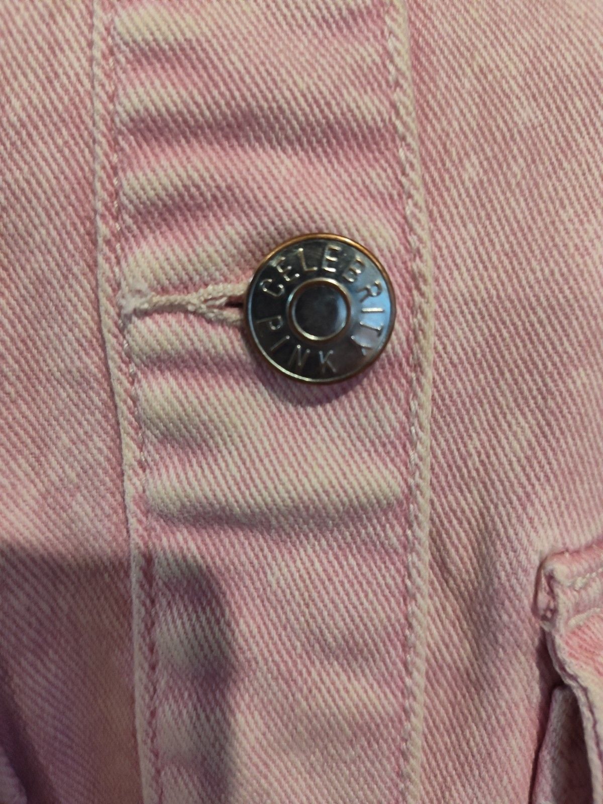 Celebrity Pink Oversized Light Pink Boyfriend Fit Demin Shacket/Jacket Sz L 4