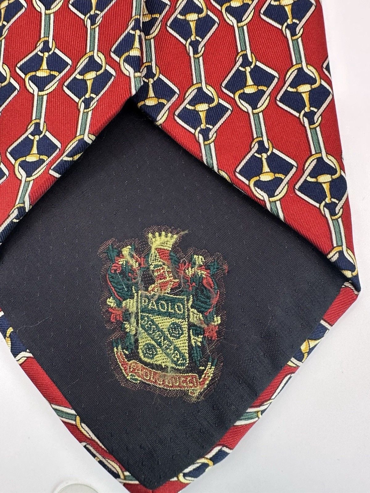 Vtg Paolo Gucci 100% Silk Tie Mens Red Blue Knots  Italy 10