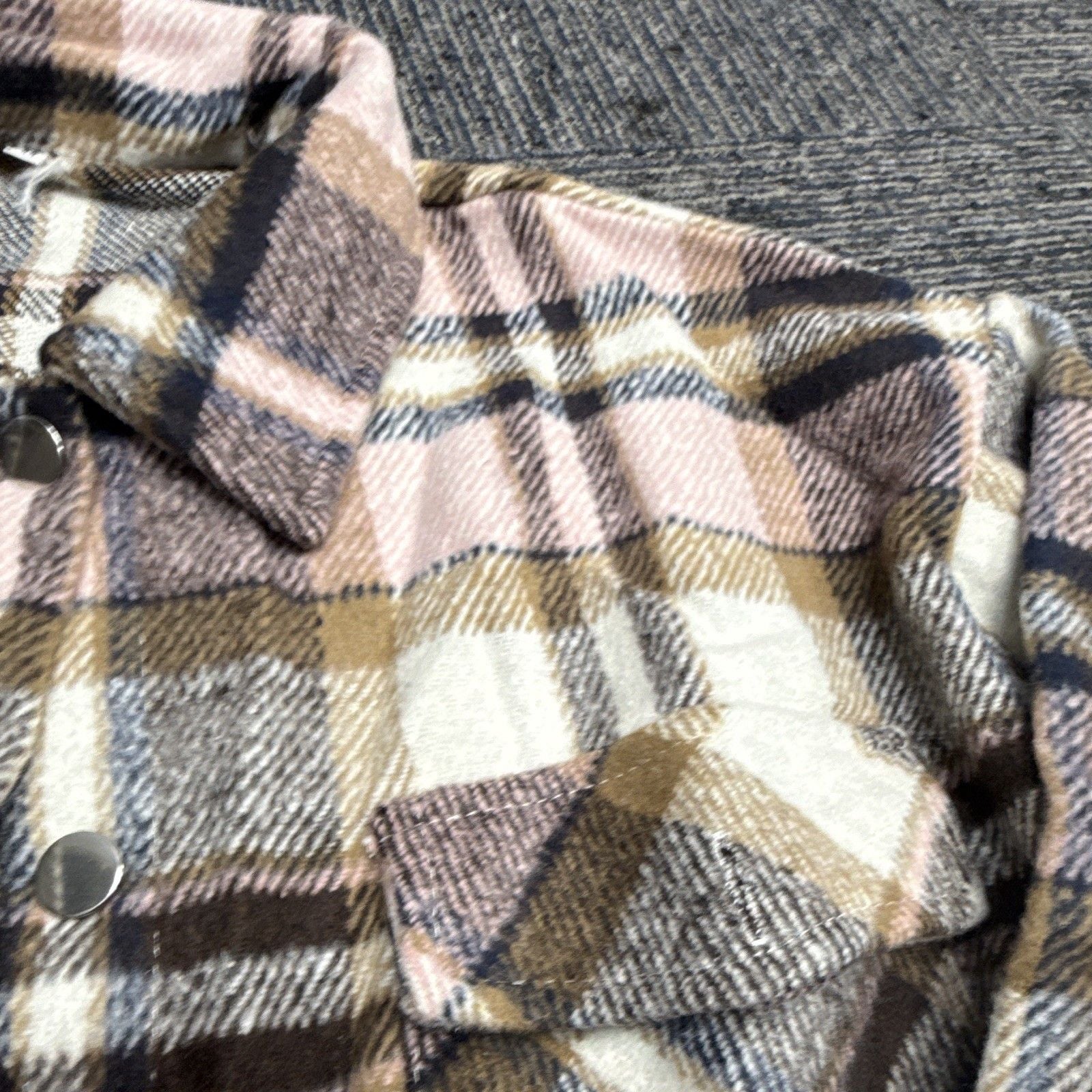 Women's Multicolor Plaid Button-Up Collared Long Sleeve Shirt M Cotton Blend 7