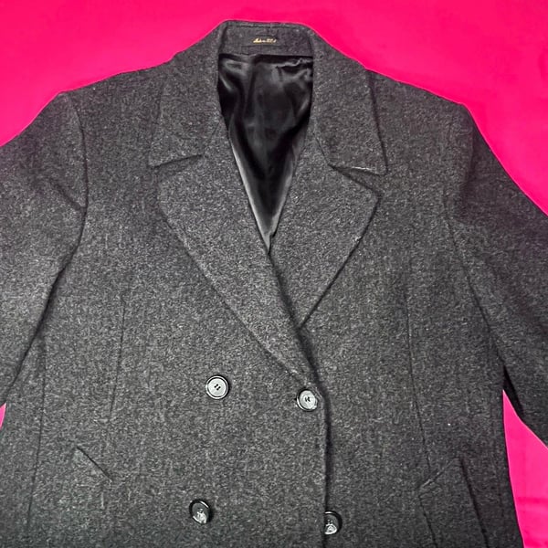 Vintage London Fog Men's Gray Wool Blend Long Overcoat Lined Pockets Size 44 R