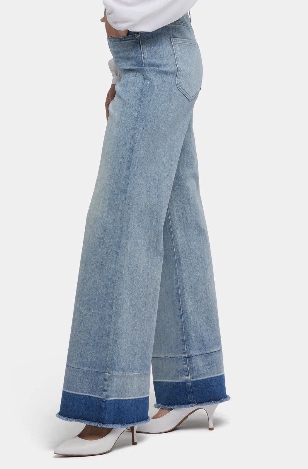 Mia Frayed Shadow Hem Wide Leg Palazzo Jeans NYDJ , size 8 3