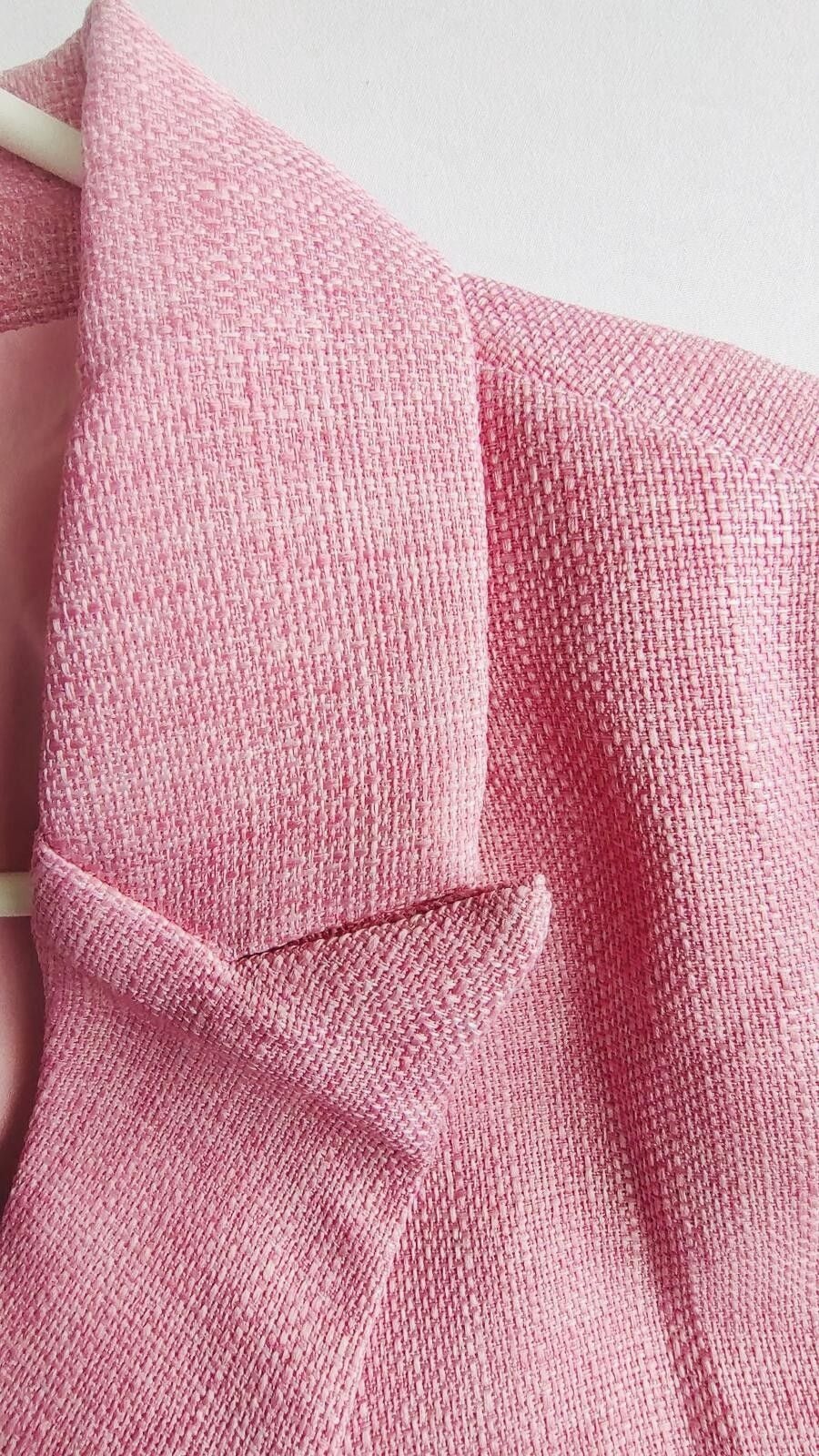 SHEIN Pink Double-Breasted Blazer Jacket, Size L 5