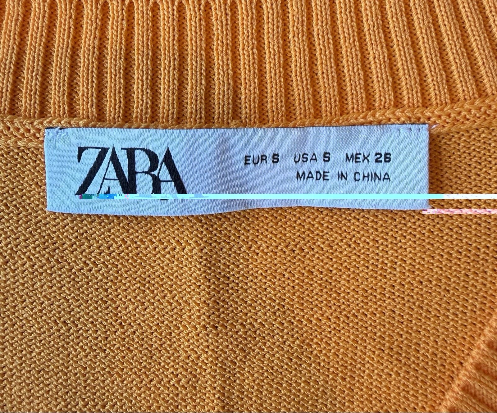 ZARA Women’s S Orange V Neck Knit Sweater Vest Sleeveless Viscose Blend 8