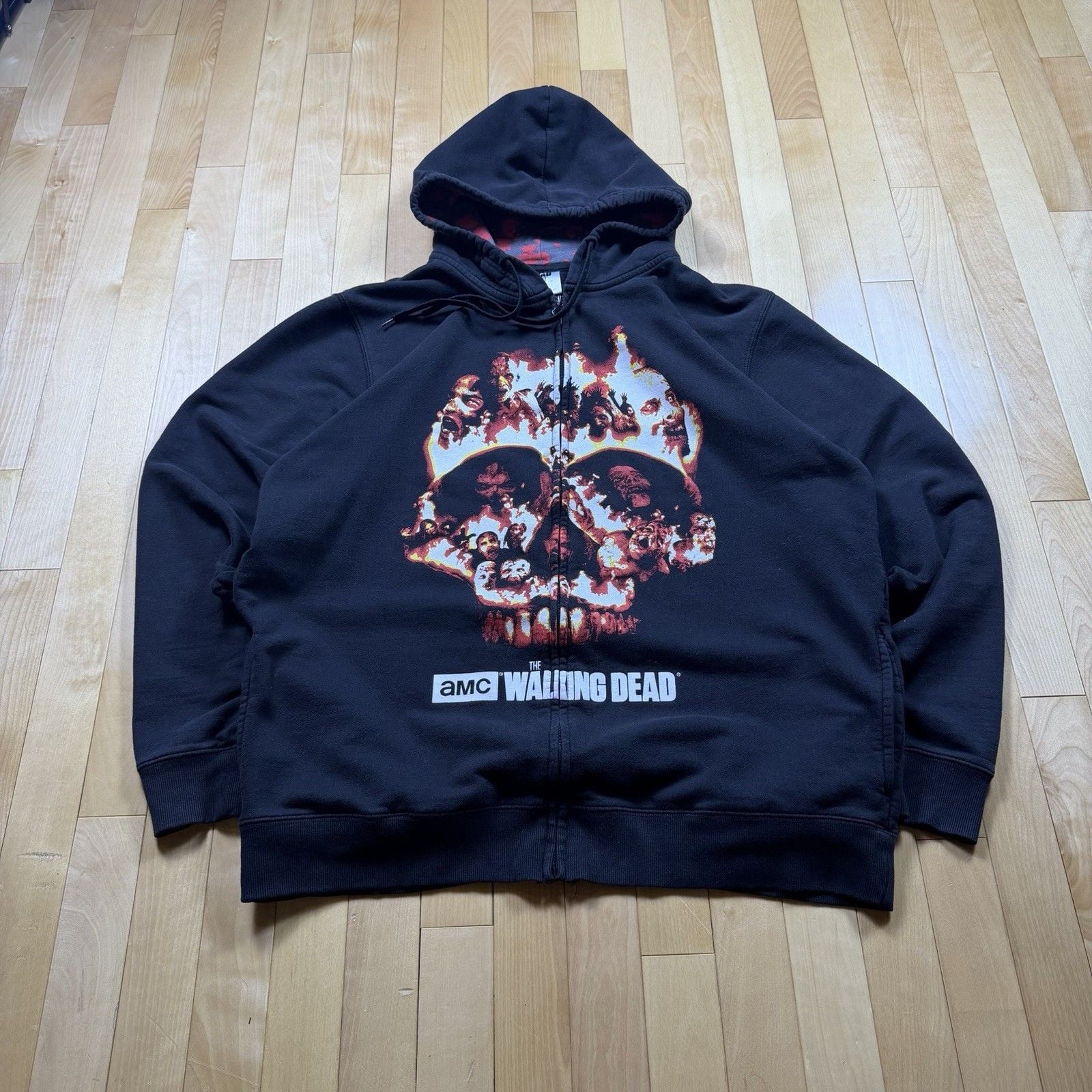 The Walking Dead Hoodie Mens XL 2016 AMC Zombie Skull Full Zip Horror Rare 5