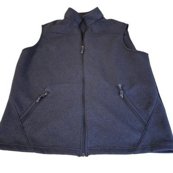 Cremieux Men's Navy Blue Textured Diamond Quilt Full Zip Fleece Vest 2XL