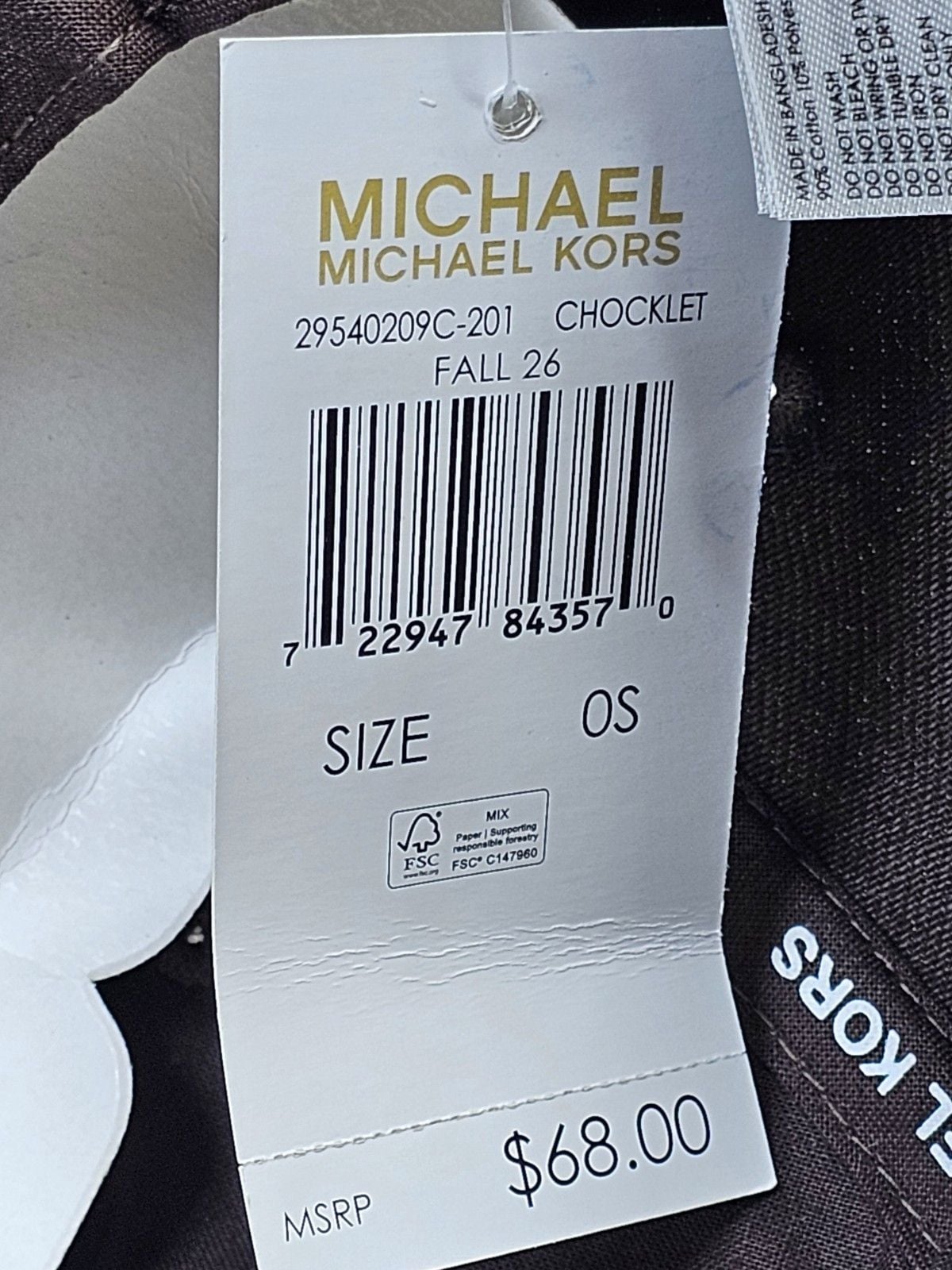 Michael Kors Chocolate MK Monogram Brim Baseball Cap One Size NWT 9
