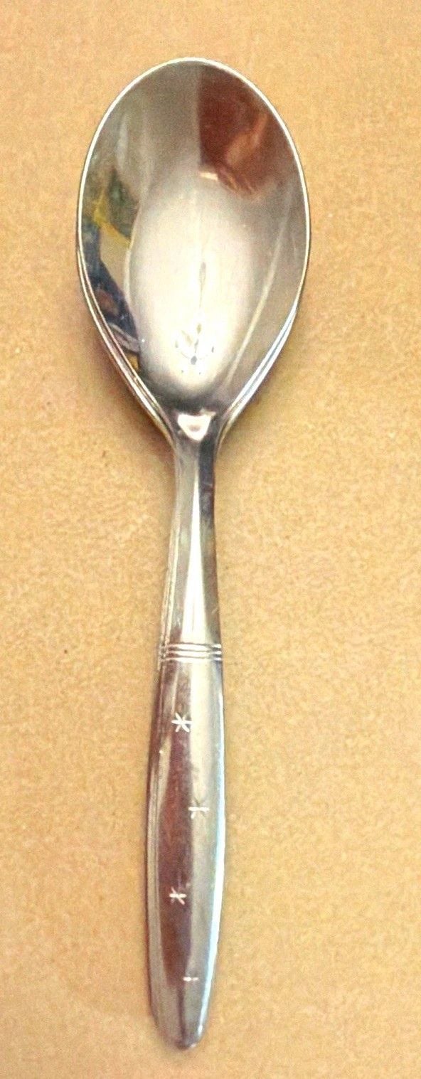 Starflyte Washington Forge Stainless Starburst Oval Soup Spoons MCM 8-pc VTG 2