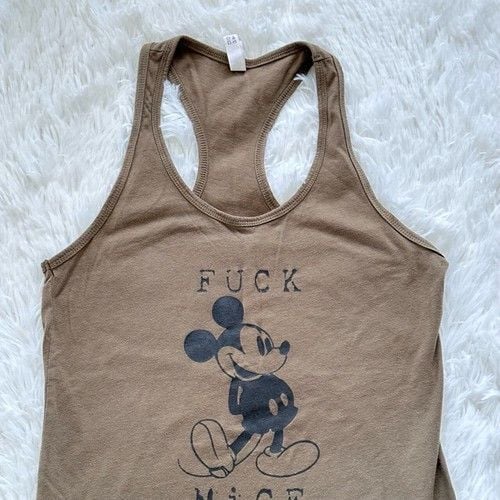 “F*ck Mice” Racerback Tank Edgy Rebellious Cartoon Anti-Disney Statement Top Med 5