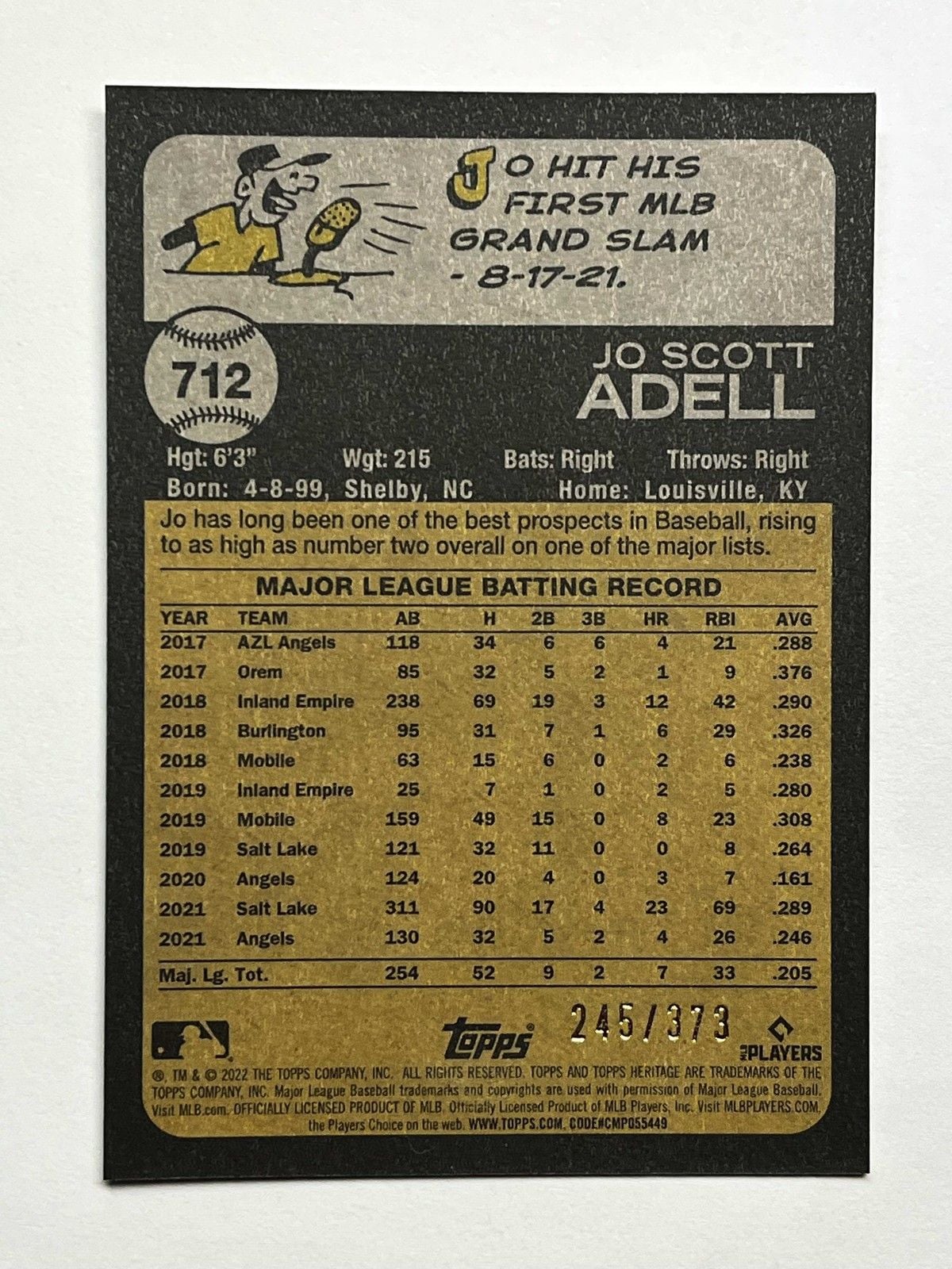Jo Adell 2022 Topps Chrome Heritage Refractor /373 #712 Los Angeles Angels 2