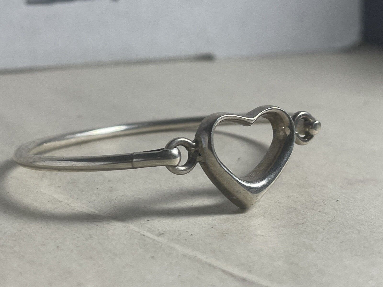 Native Southwestern Sterling Open Heart Bangle Cuff Bracelet Sterling Silver 925 3