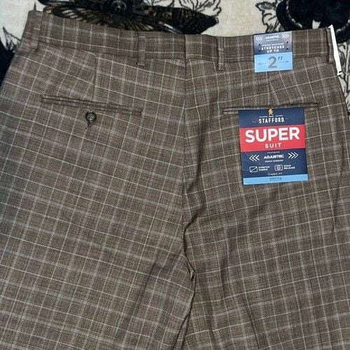 Stafford Men's Plaid Classic Fit Suit Pants 34x32 6