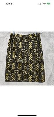 Coldwater Creek Skirt Womens Size 12 Green Black Lace Overlay Pencil Straight 3