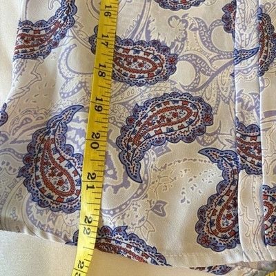 Skies Are Blue Paisley Print Sleeveless Blouse Petite Size XS Slit Ruffle Tank 10