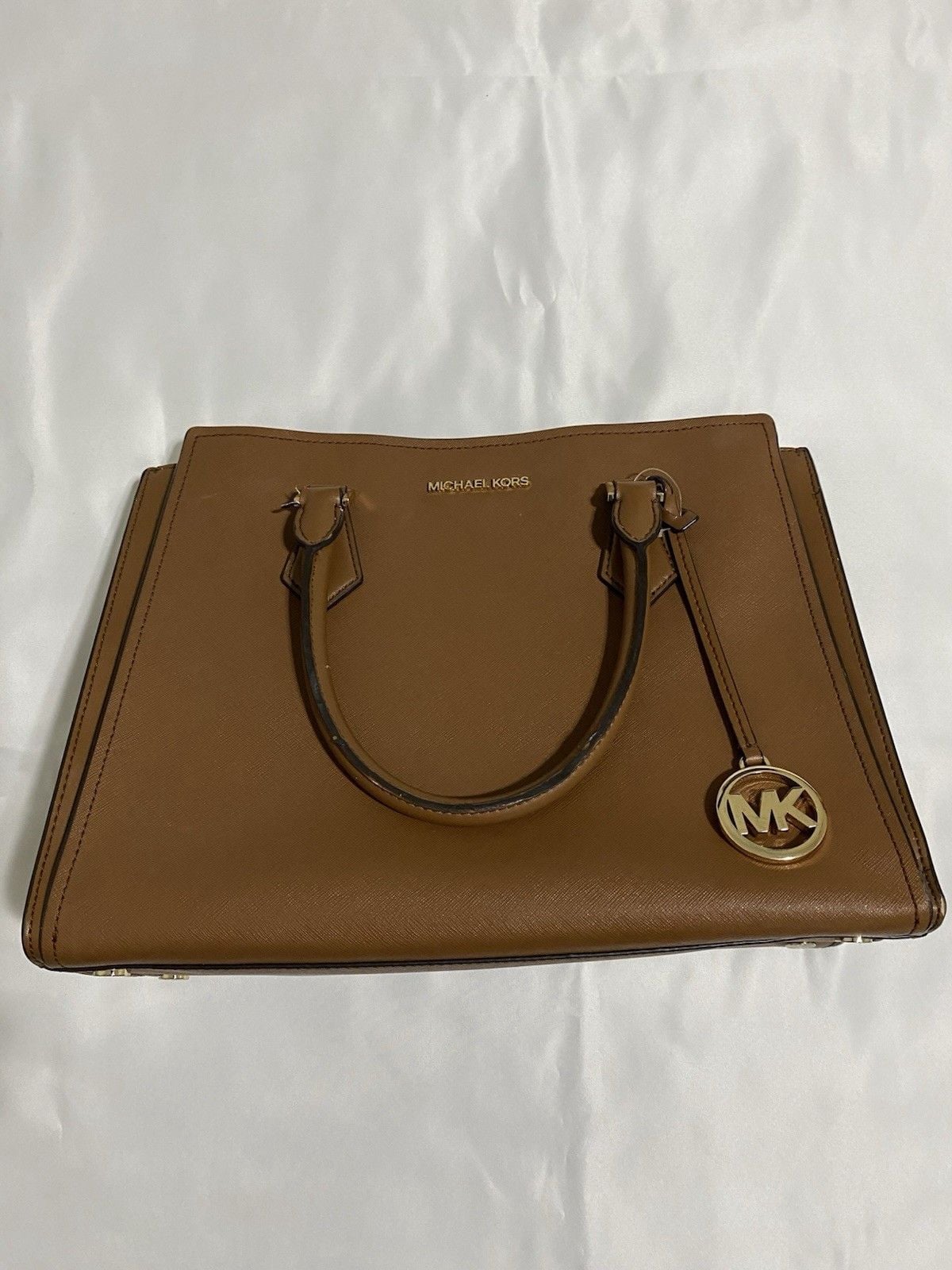 Michael Kors Authentic Brown Satchel with MK Logo Used 2