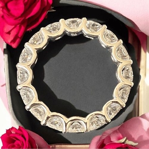 New Charles and Colvard 14k White Gold Moissanite Cushion Eternity Band 3.91 CT 8