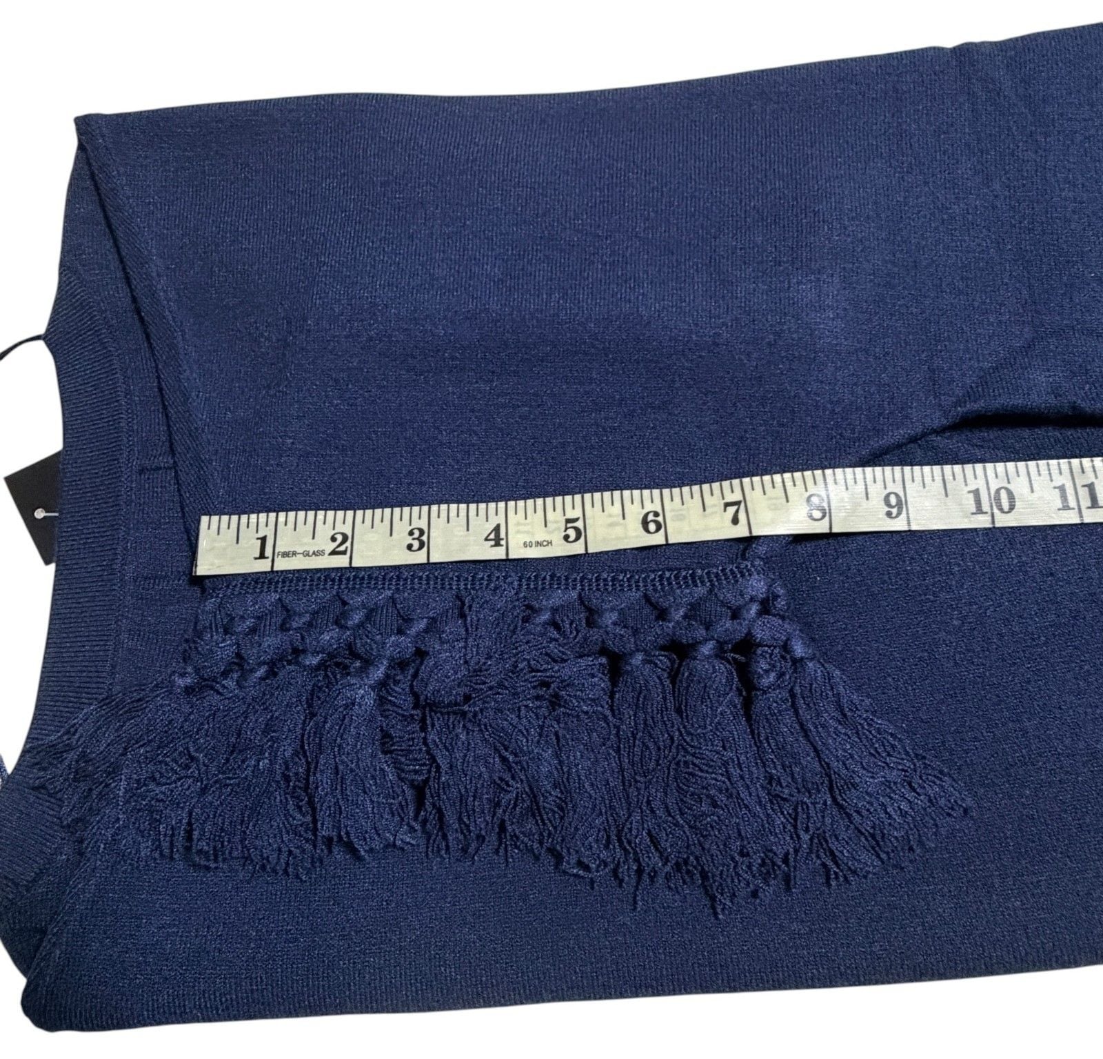 JM Collection Luxe Blooms Women's Embroidered Top Navy Blue Size M NWT 5