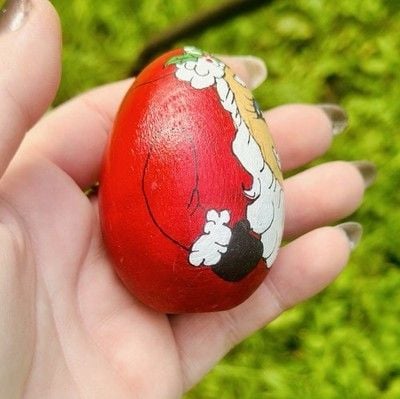 VTG 1990 Handpainted & Artist Signed Santa & Rudolph The Red Nosed Reindeer Eggs 16
